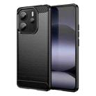 For Redmi Note 14 4G 163.25mm Carbon Fiber Brushed Texture TPU Phone Case(Black) - 1