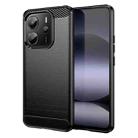 For Redmi Note 14 4G 164.84mm Carbon Fiber Brushed Texture TPU Phone Case(Black) - 1