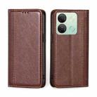 For Infinix Smart 7 HD Grid Texture Magnetic Flip Leather Phone Case(Brown) - 1