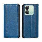 For Infinix Smart 7 HD Grid Texture Magnetic Flip Leather Phone Case(Blue) - 1