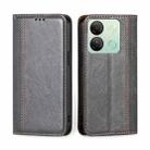 For Infinix Smart 7 HD Grid Texture Magnetic Flip Leather Phone Case(Grey) - 1