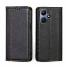 For Infinix Hot 30i 4G Grid Texture Magnetic Flip Leather Phone Case(Black) - 1