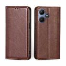 For Infinix Hot 30i 4G Grid Texture Magnetic Flip Leather Phone Case(Brown) - 1