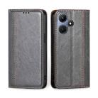 For Infinix Hot 30i 4G Grid Texture Magnetic Flip Leather Phone Case(Grey) - 1