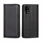 For TCL 40 XE 5G / 40X 5G T601D Grid Texture Magnetic Flip Leather Phone Case(Black) - 1