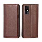 For TCL 40 XE 5G / 40X 5G T601D Grid Texture Magnetic Flip Leather Phone Case(Brown) - 1