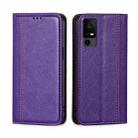 For TCL 40 XE 5G / 40X 5G T601D Grid Texture Magnetic Flip Leather Phone Case(Purple) - 1