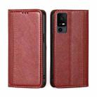 For TCL 40 XE 5G / 40X 5G T601D Grid Texture Magnetic Flip Leather Phone Case(Red) - 1