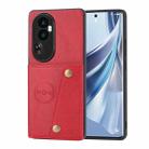 For OPPO Reno10 Pro Double Buckle Card Slots Magnetic Phone Case(Red) - 1