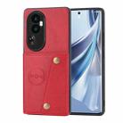 For OPPO Reno10 Double Buckle Card Slots Magnetic Phone Case(Red) - 1