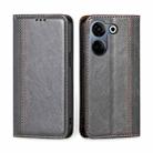 For Tecno Camon 20 Pro 4G Grid Texture Magnetic Flip Leather Phone Case(Grey) - 1