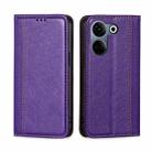 For Tecno Camon 20 Pro 4G Grid Texture Magnetic Flip Leather Phone Case(Purple) - 1