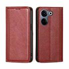For Tecno Camon 20 Pro 4G Grid Texture Magnetic Flip Leather Phone Case(Red) - 1