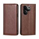 For Tecno Camon 20 Premier 5G Grid Texture Magnetic Flip Leather Phone Case(Brown) - 1