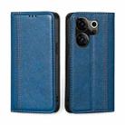 For Tecno Camon 20 Premier 5G Grid Texture Magnetic Flip Leather Phone Case(Blue) - 1
