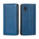 For Sharp Aqous Wish3 Grid Texture Magnetic Flip Leather Phone Case(Blue) - 1