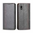 For Sharp Aqous Wish3 Grid Texture Magnetic Flip Leather Phone Case(Grey) - 1