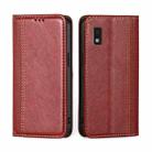 For Sharp Aqous Wish3 Grid Texture Magnetic Flip Leather Phone Case(Red) - 1
