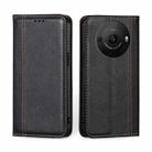 For Sharp Aquos R8 Pro SH-51 Grid Texture Magnetic Flip Leather Phone Case(Black) - 1