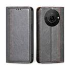 For Sharp Aquos R8 Pro SH-51 Grid Texture Magnetic Flip Leather Phone Case(Grey) - 1