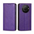 For Sharp Aquos R8 Pro SH-51 Grid Texture Magnetic Flip Leather Phone Case(Purple) - 1