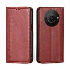 For Sharp Aquos R8 Pro SH-51 Grid Texture Magnetic Flip Leather Phone Case(Red) - 1