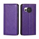 For Sharp Aquos R8 SH-52D Grid Texture Magnetic Flip Leather Phone Case(Purple) - 1