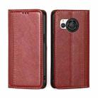 For Sharp Aquos R8 SH-52D Grid Texture Magnetic Flip Leather Phone Case(Red) - 1