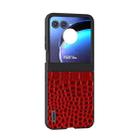 For Motorola Razr 50 ABEEL Genuine Leather Crocodile Pattern Black Edge Phone Case(Red) - 2