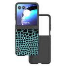 For Motorola Razr 50 ABEEL Genuine Leather Crocodile Pattern Black Edge Phone Case(Blue) - 1