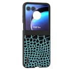 For Motorola Razr 50 ABEEL Genuine Leather Crocodile Pattern Black Edge Phone Case(Blue) - 2