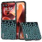 For Motorola Razr 60 Ultra ABEEL Genuine Leather Crocodile Pattern Black Edge Phone Case(Blue) - 1