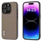 For iPhone 14 Pro Max ABEEL Genuine Leather Litchi Texture Phone Case(Grey) - 1