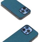 For iPhone 16 Pro Max ABEEL Genuine Leather Litchi Texture Phone Case(Blue) - 3