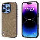 For iPhone 16 Pro ABEEL Genuine Leather Litchi Texture Phone Case(Grey) - 1