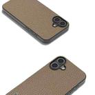 For iPhone 16 Plus ABEEL Genuine Leather Litchi Texture Phone Case(Grey) - 3