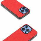 For iPhone 16 Pro Max ABEEL Cross Texture Genuine Leather Phone Case(Red) - 3