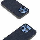 For iPhone 16 Pro Max ABEEL Cross Texture Genuine Leather Phone Case(Blue) - 3