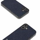 For iPhone 16 Plus ABEEL Cross Texture Genuine Leather Phone Case(Blue) - 3