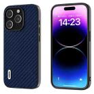 For iPhone 14 Pro Max ABEEL Carbon Fiber Texture Protective Phone Case(Dark Blue) - 1