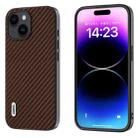 For iPhone 14 ABEEL Carbon Fiber Texture Protective Phone Case(Dark Brown) - 1