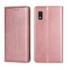 For Sharp Aqous Wish3 Gloss Oil Solid Color Magnetic Leather Phone Case(Rose Gold) - 1