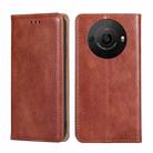 For Sharp Aquos R8 Pro SH-51 Gloss Oil Solid Color Magnetic Leather Phone Case(Brown) - 1