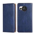 For Sharp Aquos R8 SH-52D Gloss Oil Solid Color Magnetic Leather Phone Case(Blue) - 1