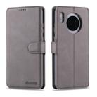 For Huawei Mate 30 AZNS Calf Texture Horizontal Flip Leather Case, with Holder & Card Slots & Wallet & Photo Frame(Grey) - 1