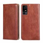 For TCL 40 XE 5G / 40X 5G T601D Gloss Oil Solid Color Magnetic Leather Phone Case(Brown) - 1