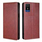 For TCL 501 4G Gloss Oil Solid Color Magnetic Leather Phone Case(Brown) - 1