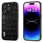 For iPhone 15 Pro Max ABEEL Crocodile Texture Genuine Leather Phone Case(Black) - 1