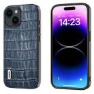 For iPhone 15 Plus ABEEL Crocodile Texture Genuine Leather Phone Case(Blue) - 1