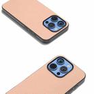 For iPhone 16 Pro ABEEL Genuine Leather + PC Litchi Texture Phone Case(Pink Gold) - 3